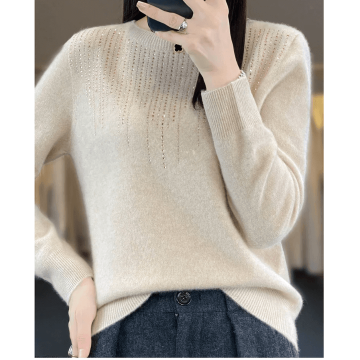 Soft Knitted Ladies Sweater with Sparkling Details