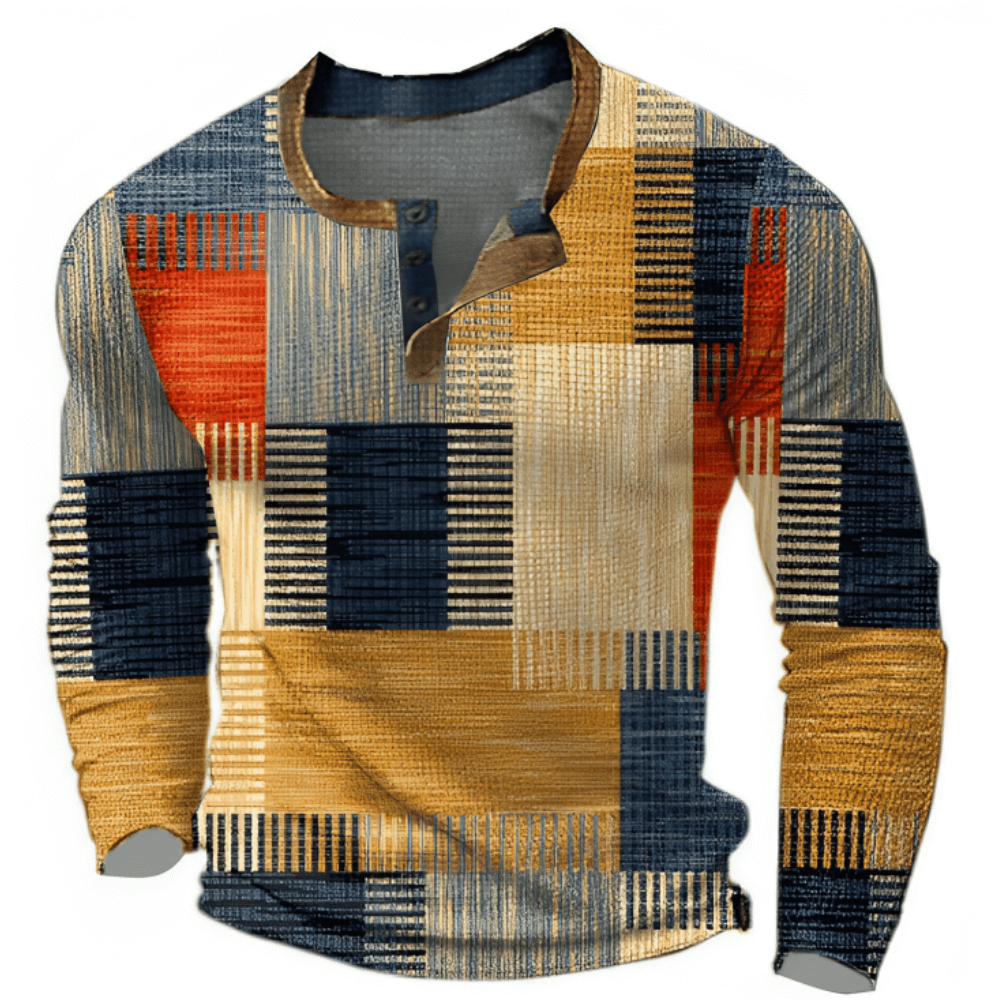 Men's cotton jersey with graphic colour patchwork