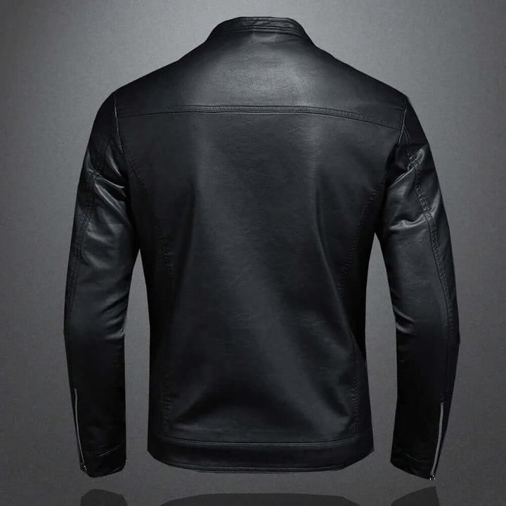 Leather-like Jacket Stand-Up Collar