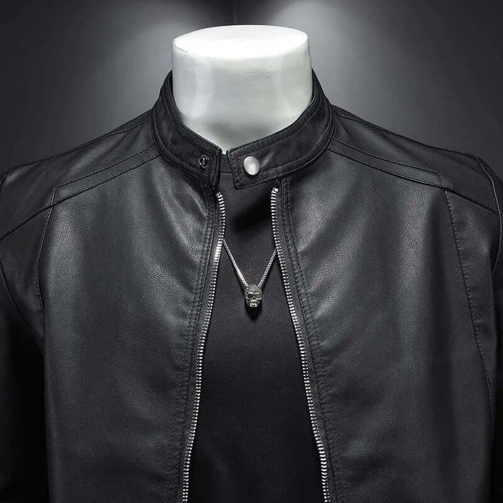 Leather-like Jacket Stand-Up Collar