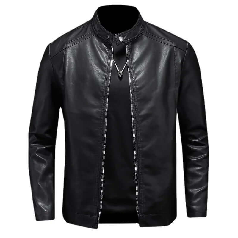 Leather-like Jacket Stand-Up Collar