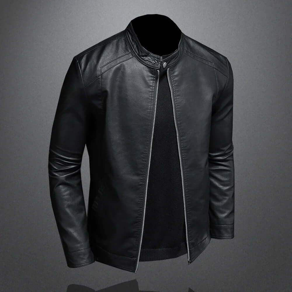 Leather-like Jacket Stand-Up Collar