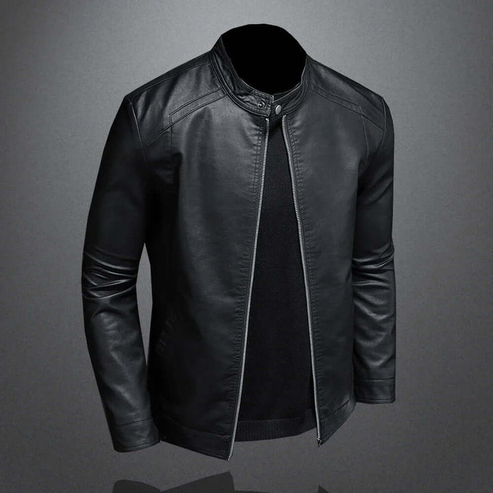 Leather-like Jacket Stand-Up Collar