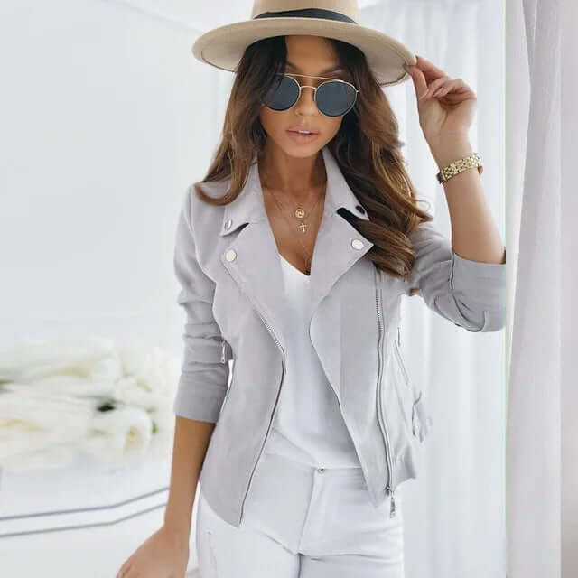 Suede like Vintage Solid Colour Jacket