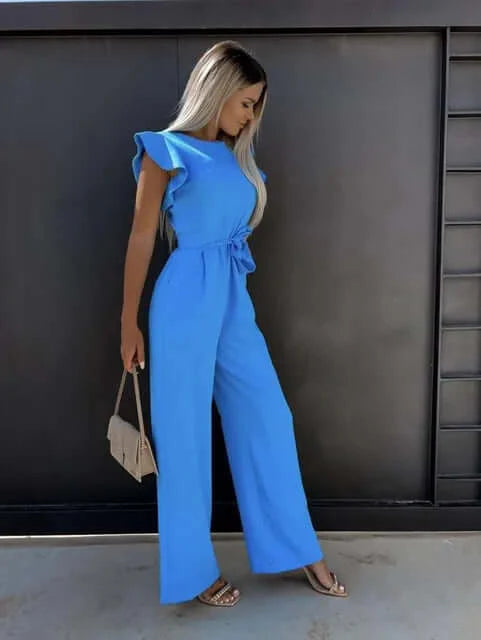 Cerys - Elegant jumpsuit with ruffles and belt