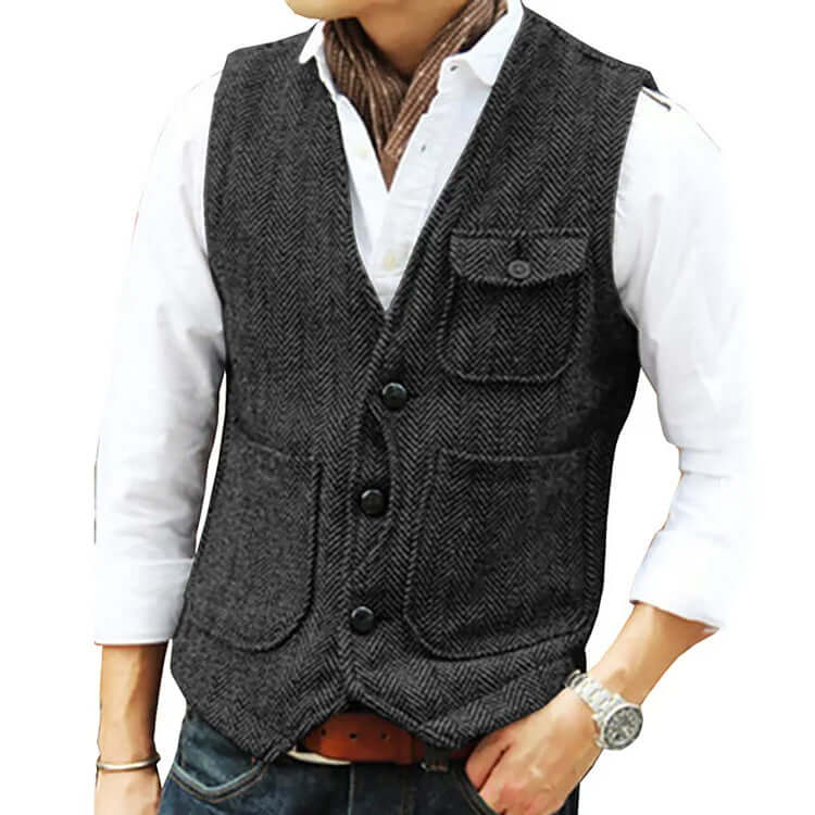 Alessandro - Men's suit cashmere-like single-breasted waistcoat