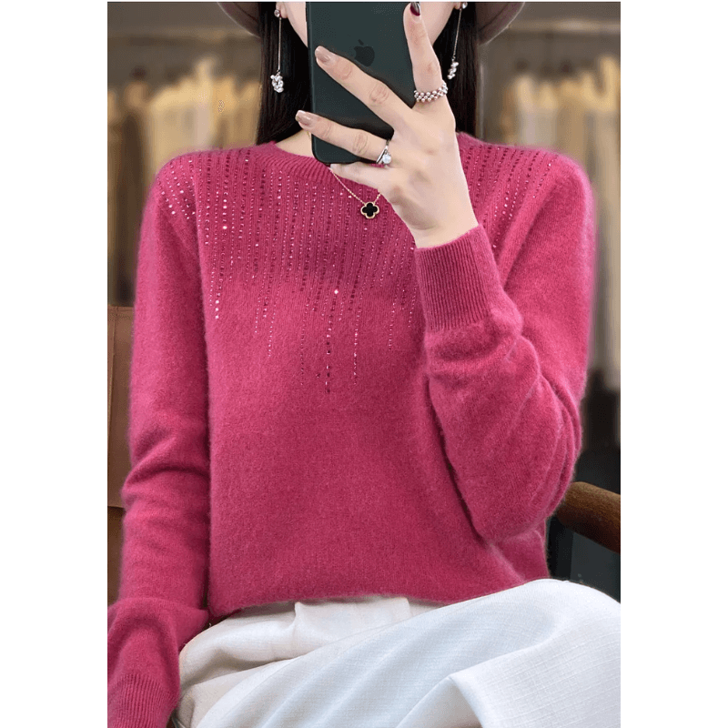 Soft Knitted Ladies Sweater with Sparkling Details