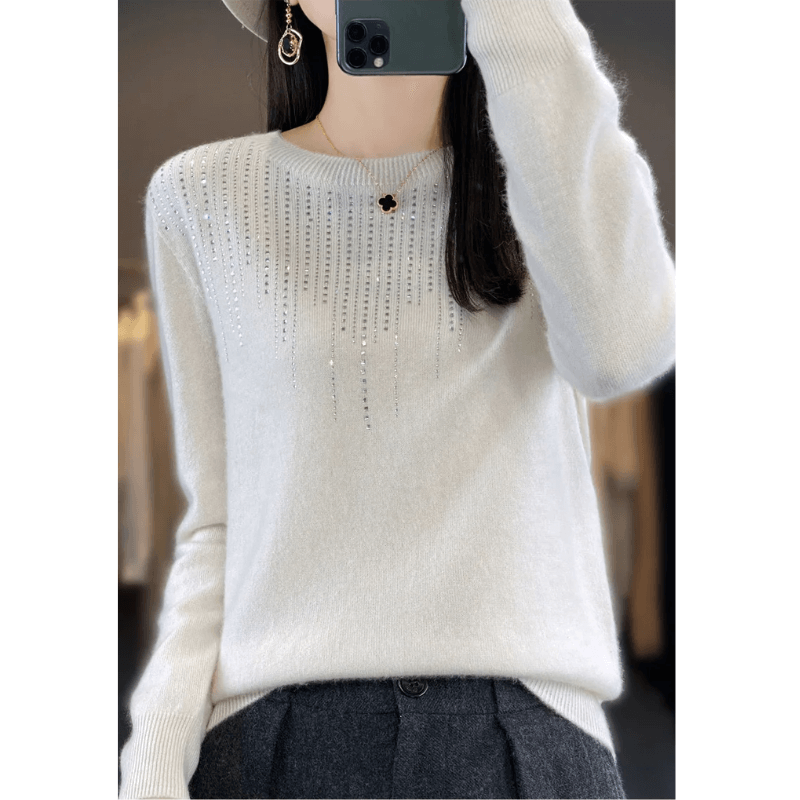 Soft Knitted Ladies Sweater with Sparkling Details