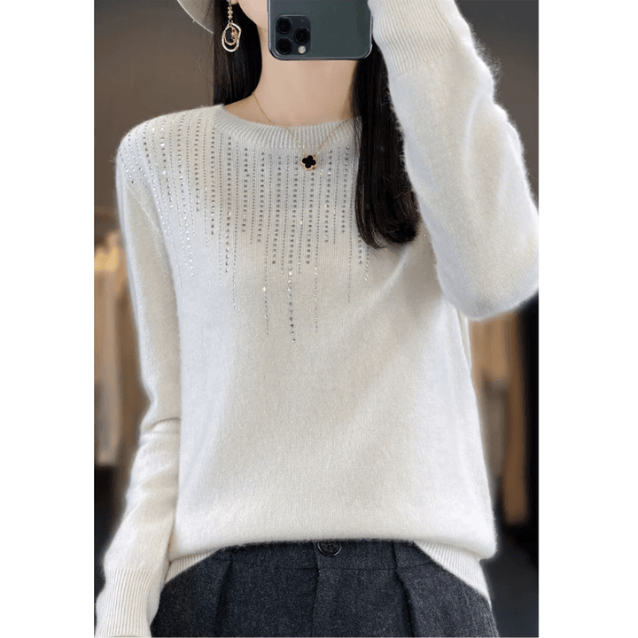 Soft Knitted Ladies Sweater with Sparkling Details