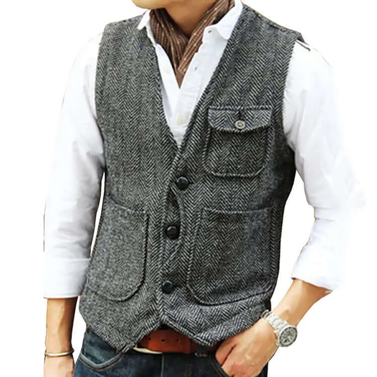Alessandro - Men's suit cashmere-like single-breasted waistcoat
