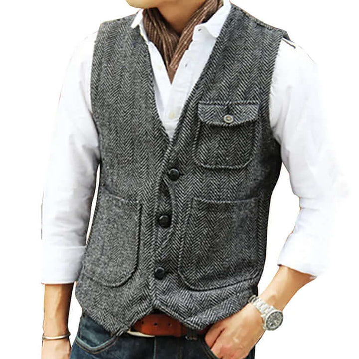 Alessandro - Men's suit cashmere-like single-breasted waistcoat
