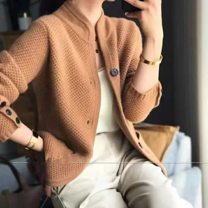 Women's wool-like thick sweater jacket