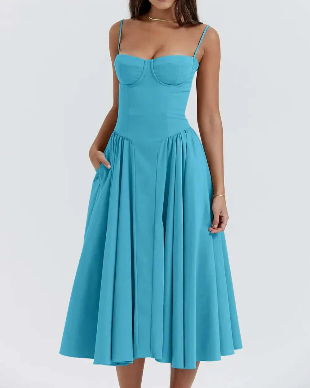 Victoria | Sleeveless midi dress with corset fit - Attractive fit