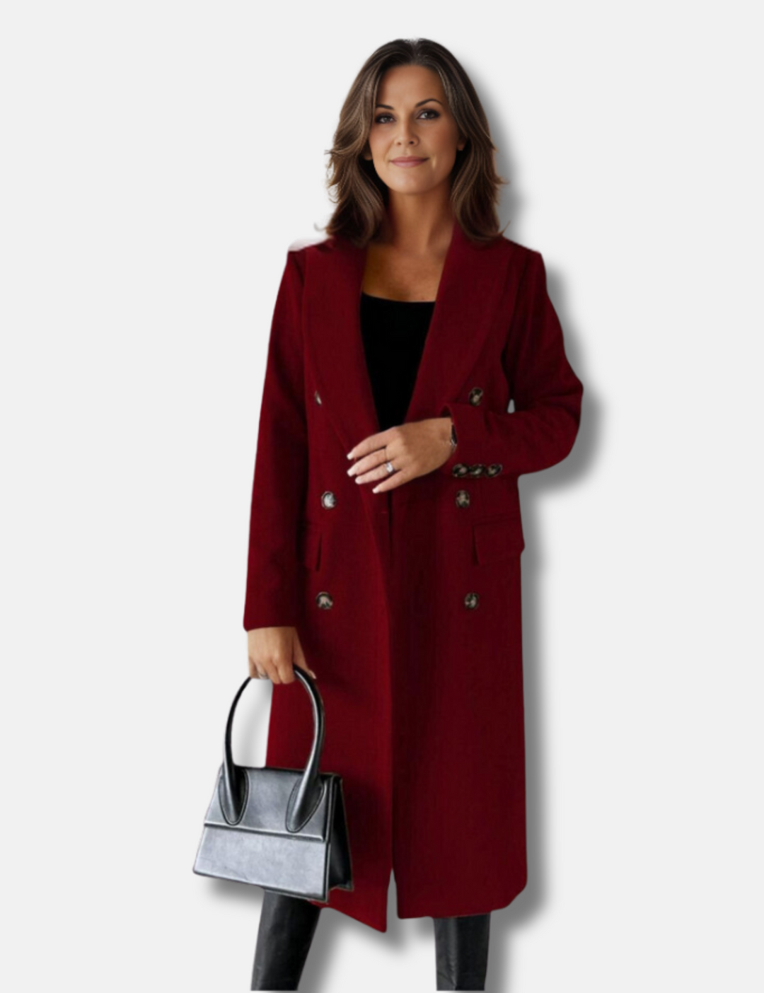 Long double-breasted jacket in a wool-like-likelen look for women - Sophisticated look for any occasion