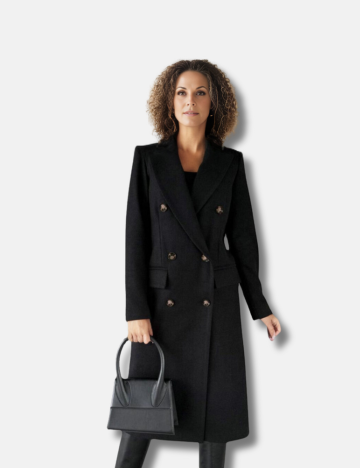 Long double-breasted jacket in a wool-like-likelen look for women - Sophisticated look for any occasion
