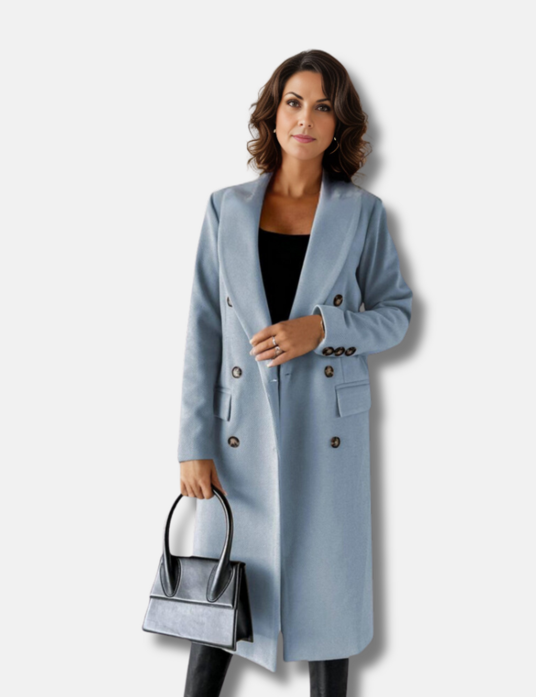 Long double-breasted jacket in a wool-like-likelen look for women - Sophisticated look for any occasion