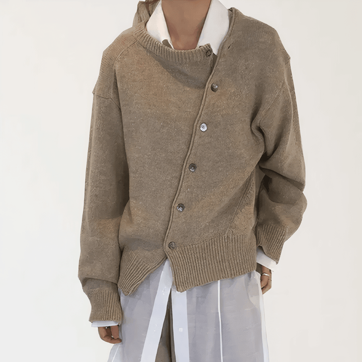 Cashmere-like wrap jacket with playful button details