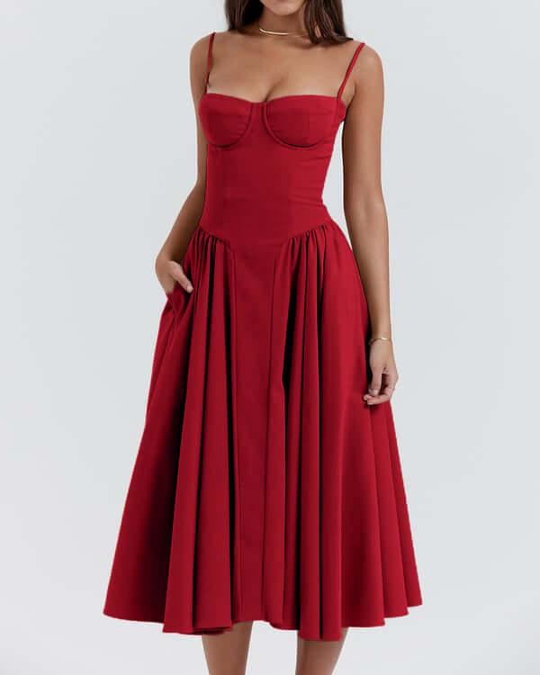 Victoria | Sleeveless midi dress with corset fit - Attractive fit