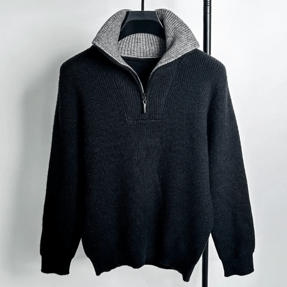 Men's high neck knitted jumper with zip closure