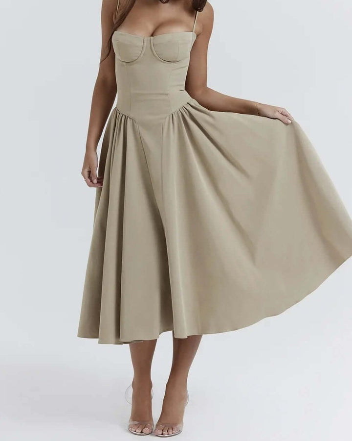 Victoria | Sleeveless midi dress with corset fit - Attractive fit