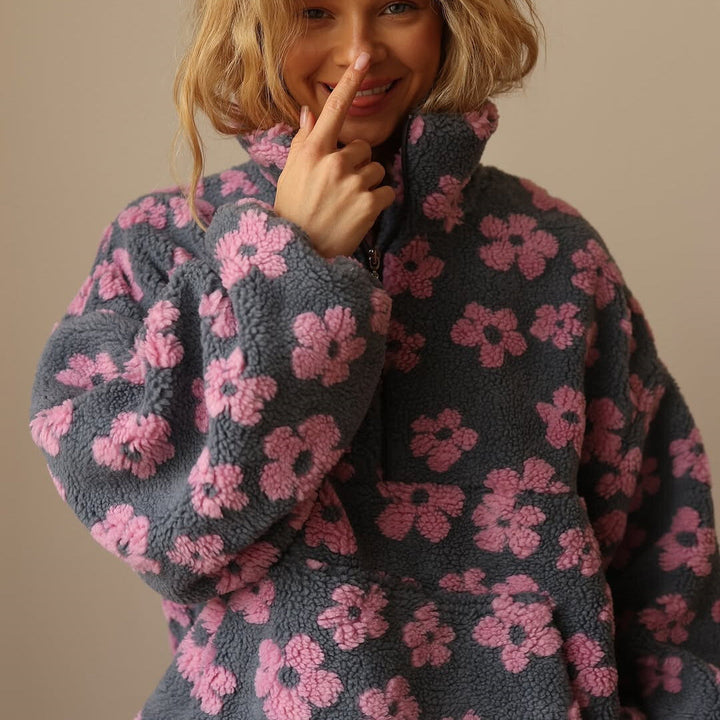 Daisy | Warm Fleece Sweater with Floral Print