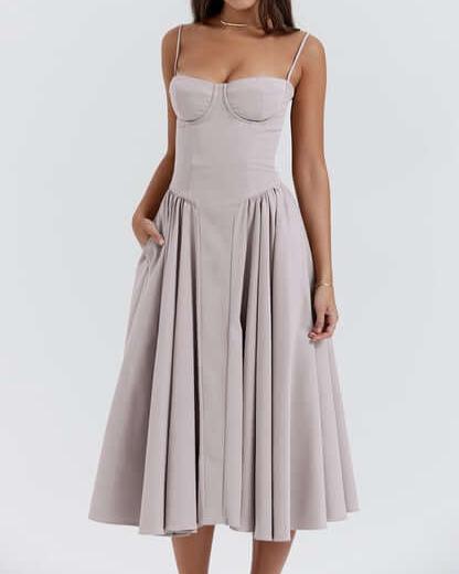 Victoria | Sleeveless midi dress with corset fit - Attractive fit