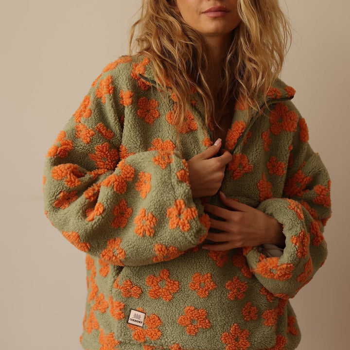 Daisy | Warm Fleece Sweater with Floral Print