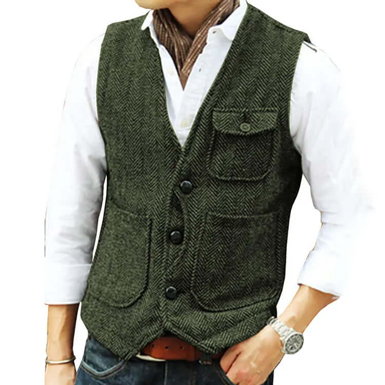 Alessandro - Men's suit cashmere-like single-breasted waistcoat