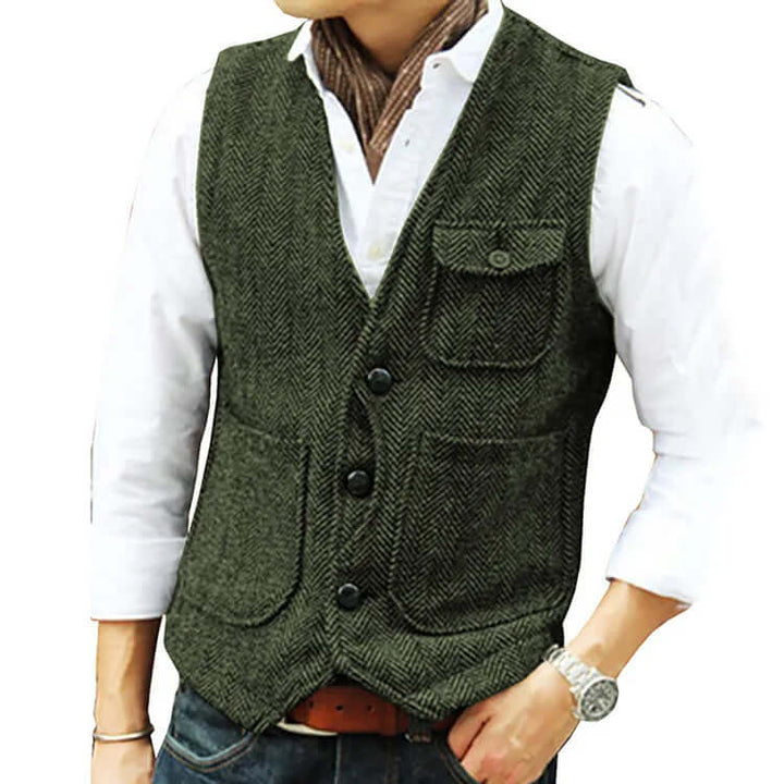Alessandro - Men's suit cashmere-like single-breasted waistcoat