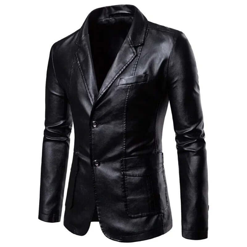 Harbert - Lapel vegan Leather Suit Jacket for Men
