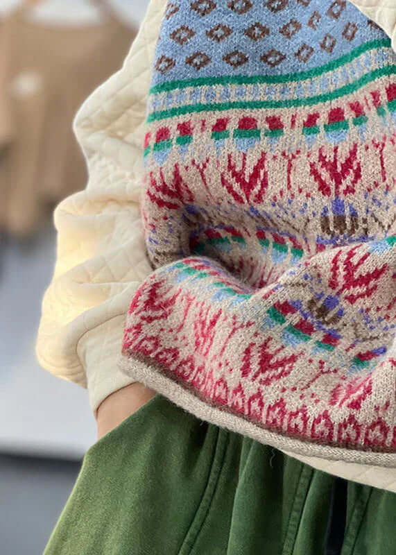 Oversized print wool knit waistcoat ceai