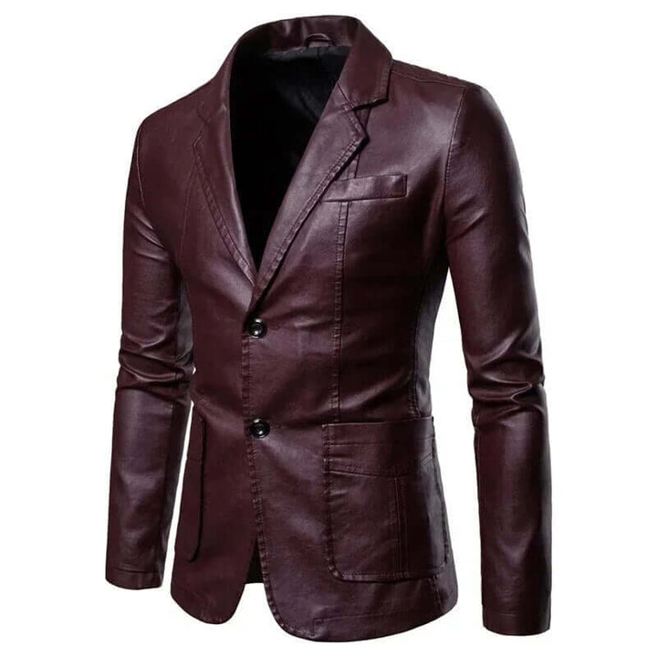 Harbert - Lapel vegan Leather Suit Jacket for Men