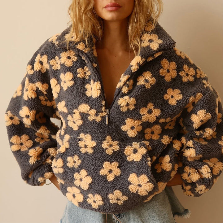Daisy | Warm Fleece Sweater with Floral Print