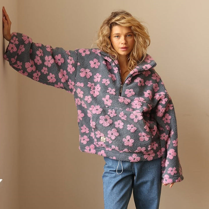 Daisy | Warm Fleece Sweater with Floral Print