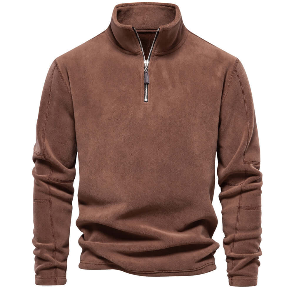 Thick warm fleece sweater with zip for men