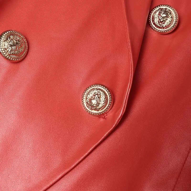 Juliette - Tailored leather blazer with double button placket