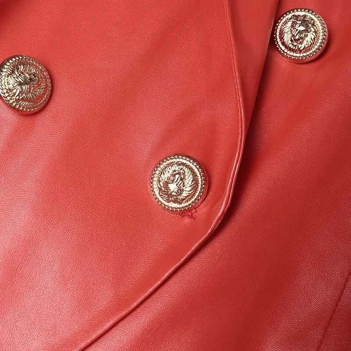 Juliette - Tailored leather blazer with double button placket