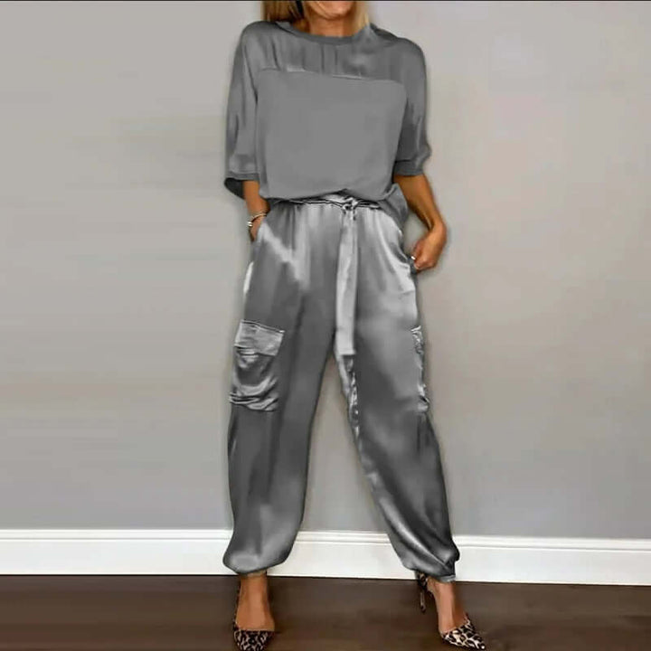 Elegant top and lace-up trousers set for women