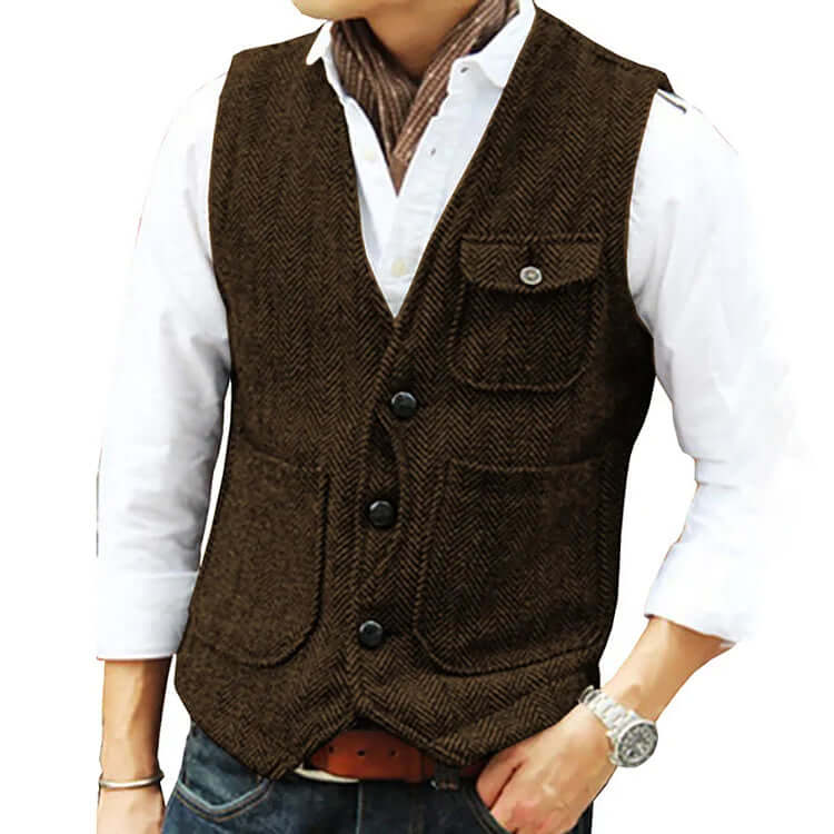 Alessandro - Men's suit cashmere-like single-breasted waistcoat
