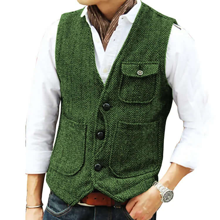 Alessandro - Men's suit cashmere-like single-breasted waistcoat