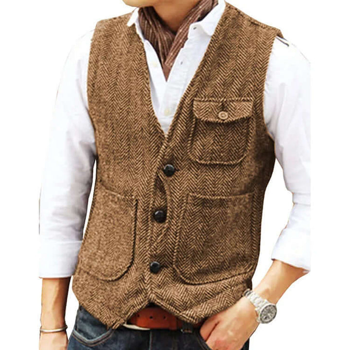 Alessandro - Men's suit cashmere-like single-breasted waistcoat
