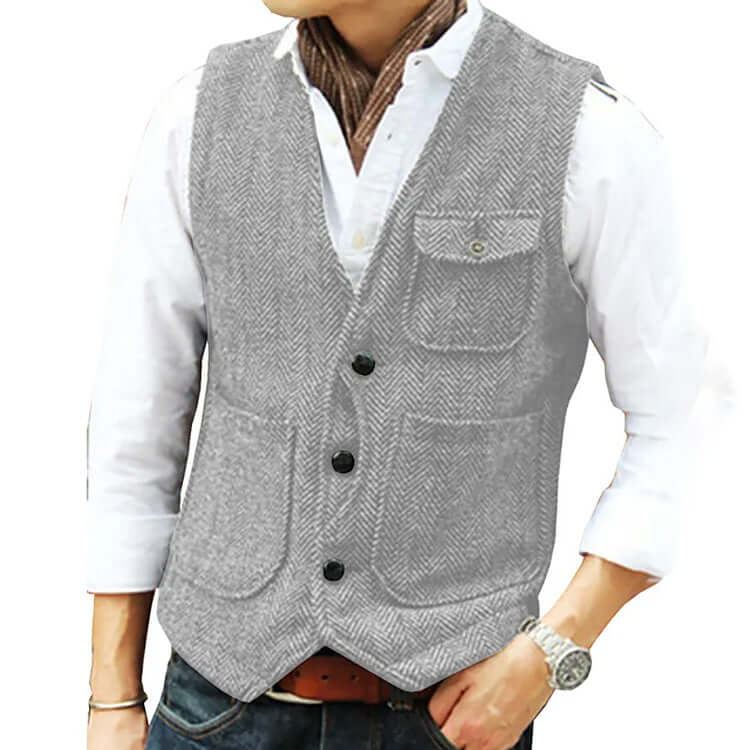 Alessandro - Men's suit cashmere-like single-breasted waistcoat