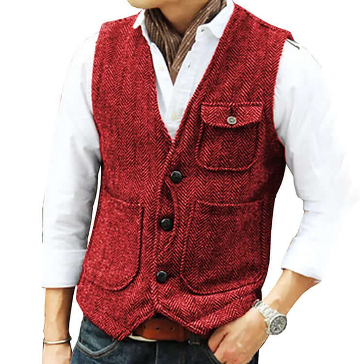 Alessandro - Men's suit cashmere-like single-breasted waistcoat
