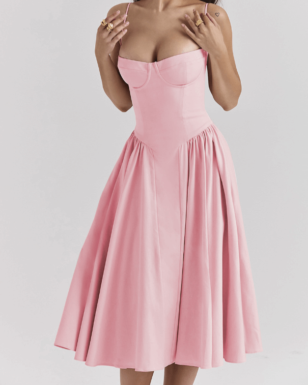 Victoria | Sleeveless midi dress with corset fit - Attractive fit