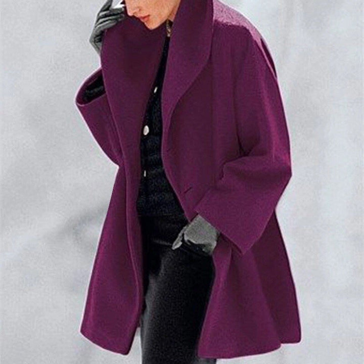 Wool-like coat with wide collar for women - High-quality craftsmanship for durability