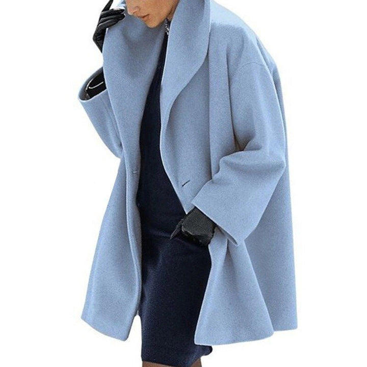 Wool-like coat with wide collar for women - High-quality craftsmanship for durability