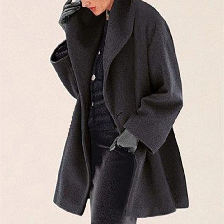 Wool-like coat with wide collar for women - High-quality craftsmanship for durability