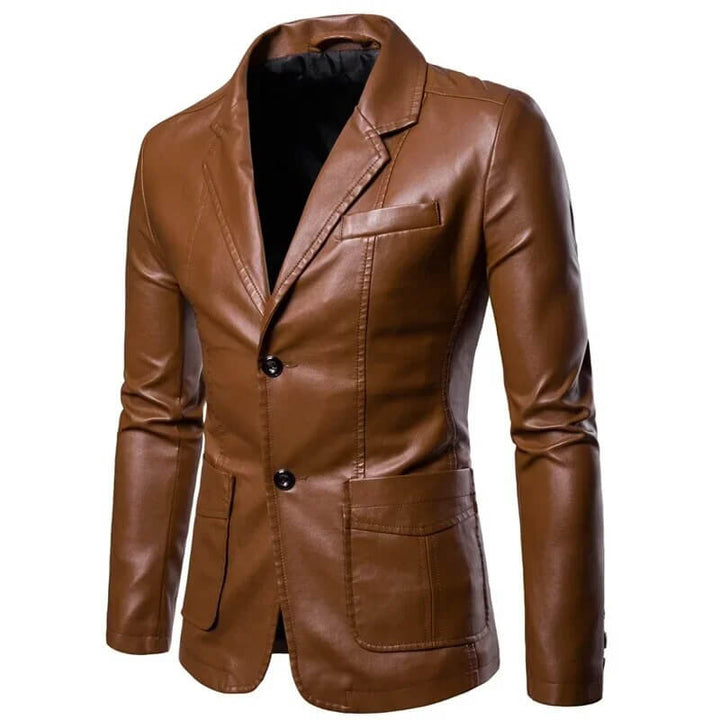 Harbert - Lapel vegan Leather Suit Jacket for Men
