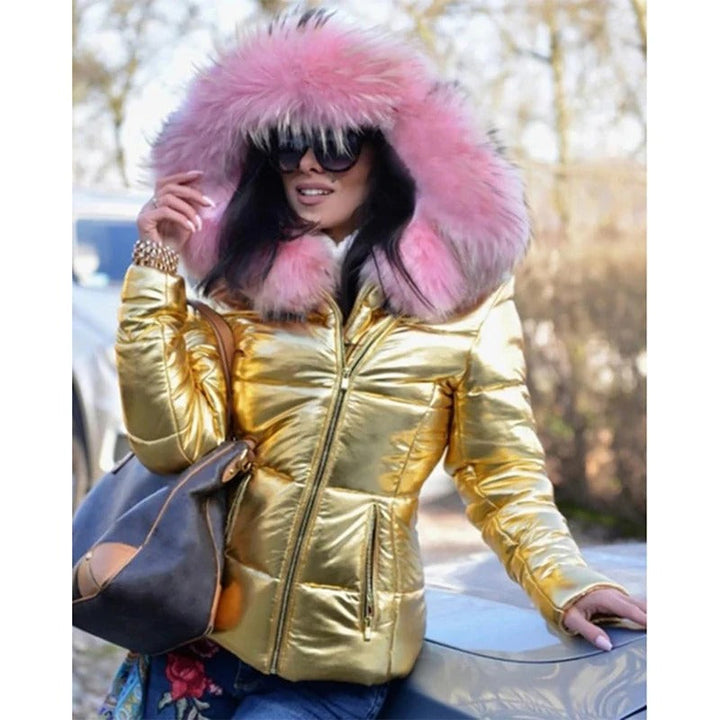 Stylish jacket with faux fur lining, hood and collar - Lightweight and breathable material
